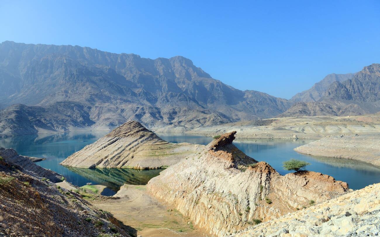 Wadi Dayqah Dam in Qurayyat, Oman. 