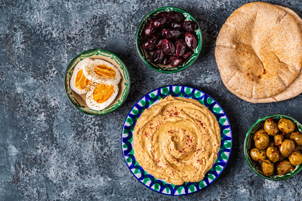 Hummus Dip and Kuboos Bread